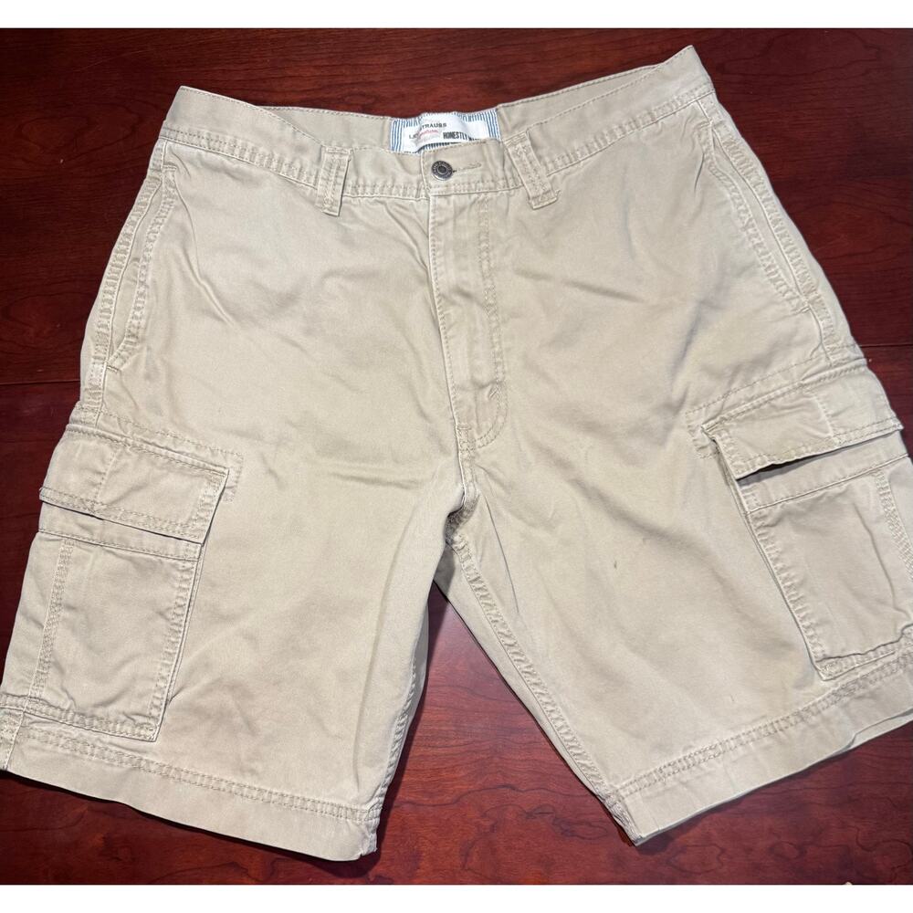 Levi's Strauss Signature Honestly Made Men's Size 34 Cargo Shorts Pockets Khaki